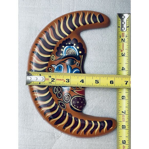 Talavera Moon Face Wall Art – 8.5"x6" Hand Painted Mexican Pottery Folk Decor - Picture 5 of 7